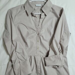 New York & Company Light Taupe Collared Shirt